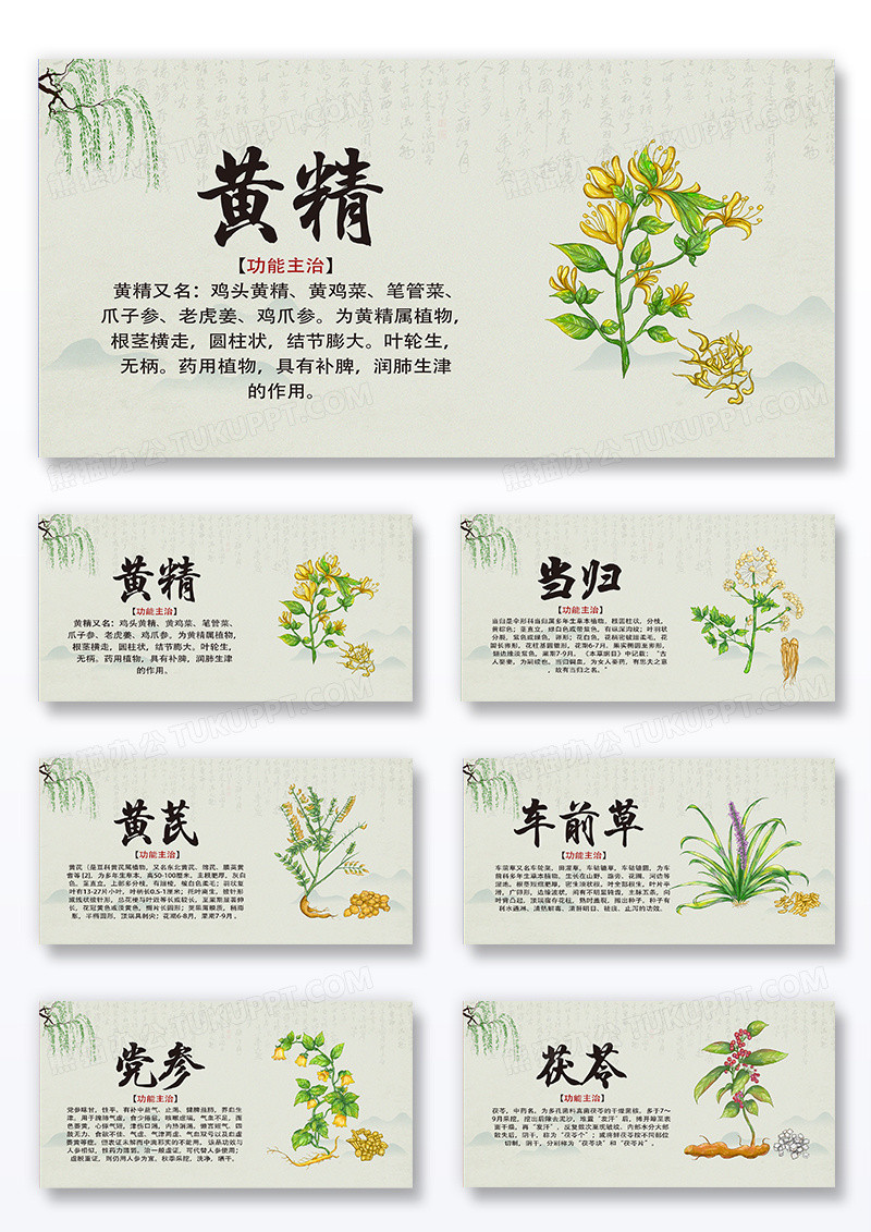 灰色纯色复古中药药材组合展板