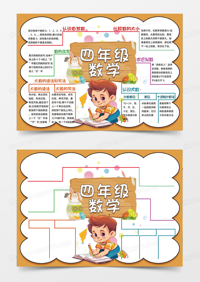 四年级数学思维导图手绘手抄报插画