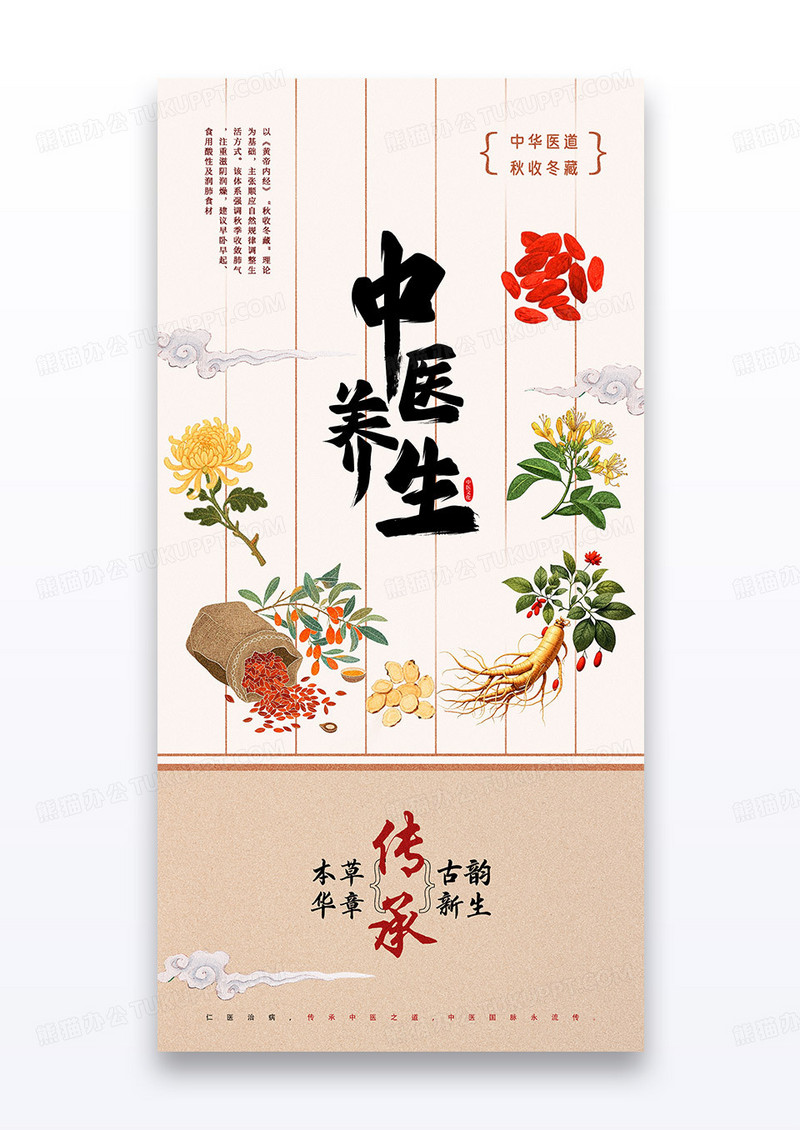 古风新中式简约中医养生中药药材中医传承海报