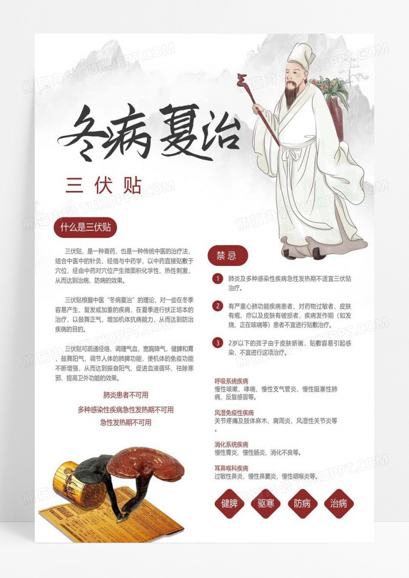  白色简约冬病夏治三伏冬病夏治海报