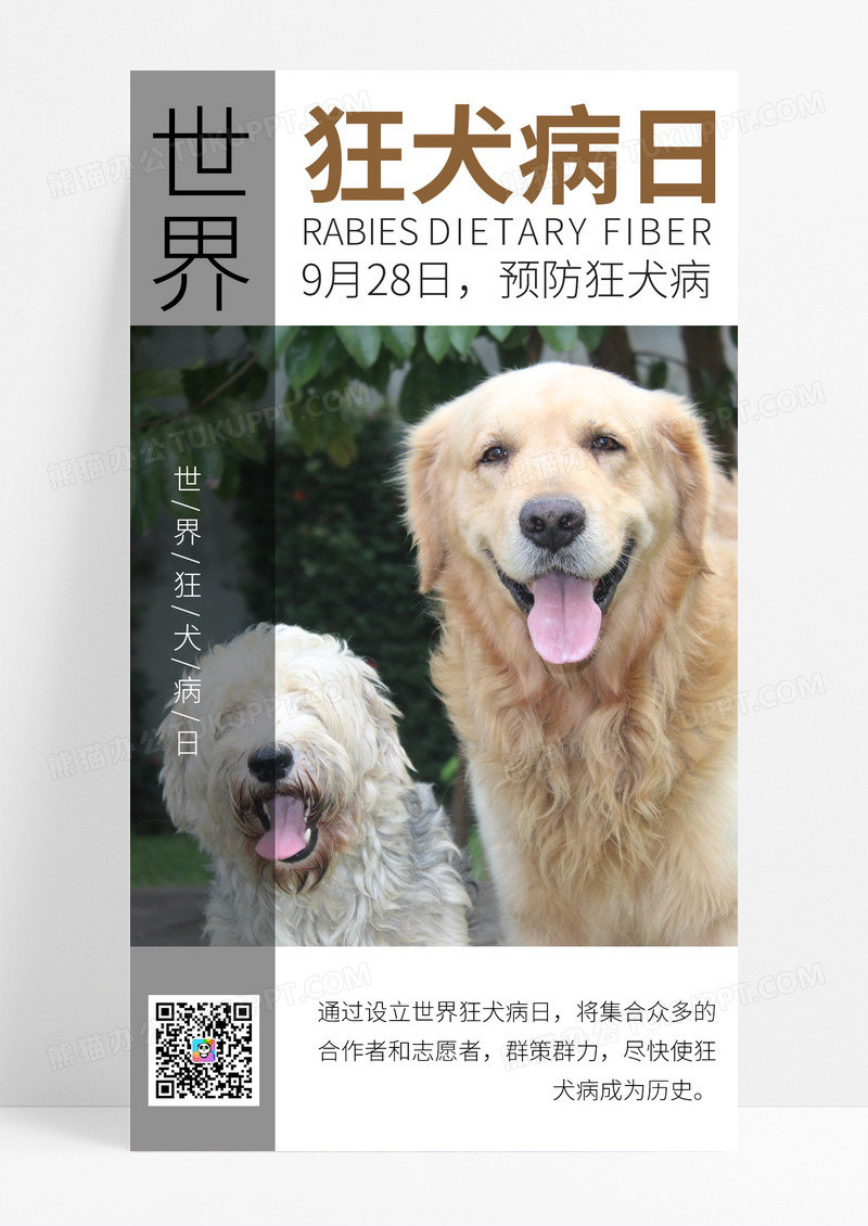 简约风世界狂犬病日九月二十八手机海报世界狂犬病日手机海报