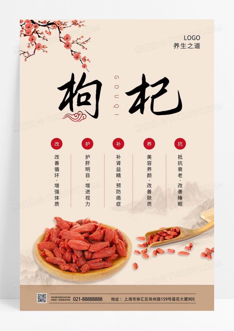 中国风中医文化冬天枸杞冬季养生宣传海报设计