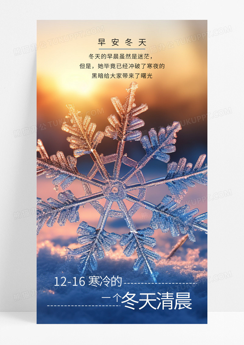 实景一个寒冷的冬日清晨早安冬天手机海报