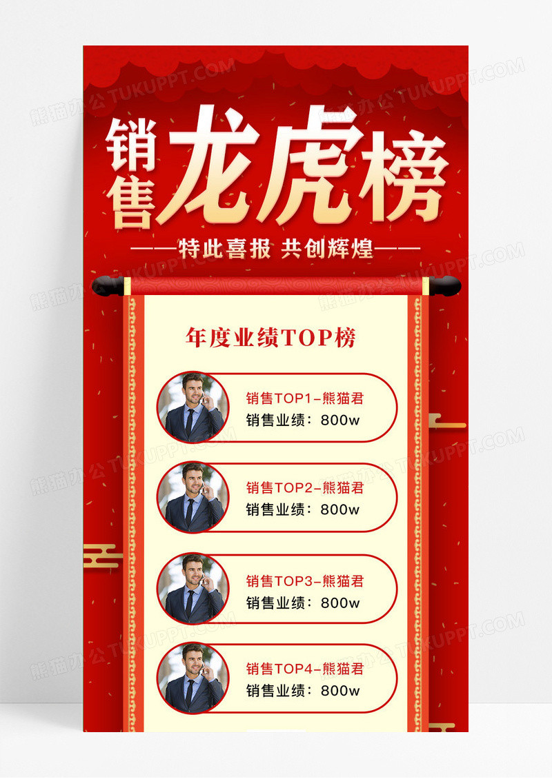 红色喜庆企业销售龙虎榜ui手机长图龙虎榜长图