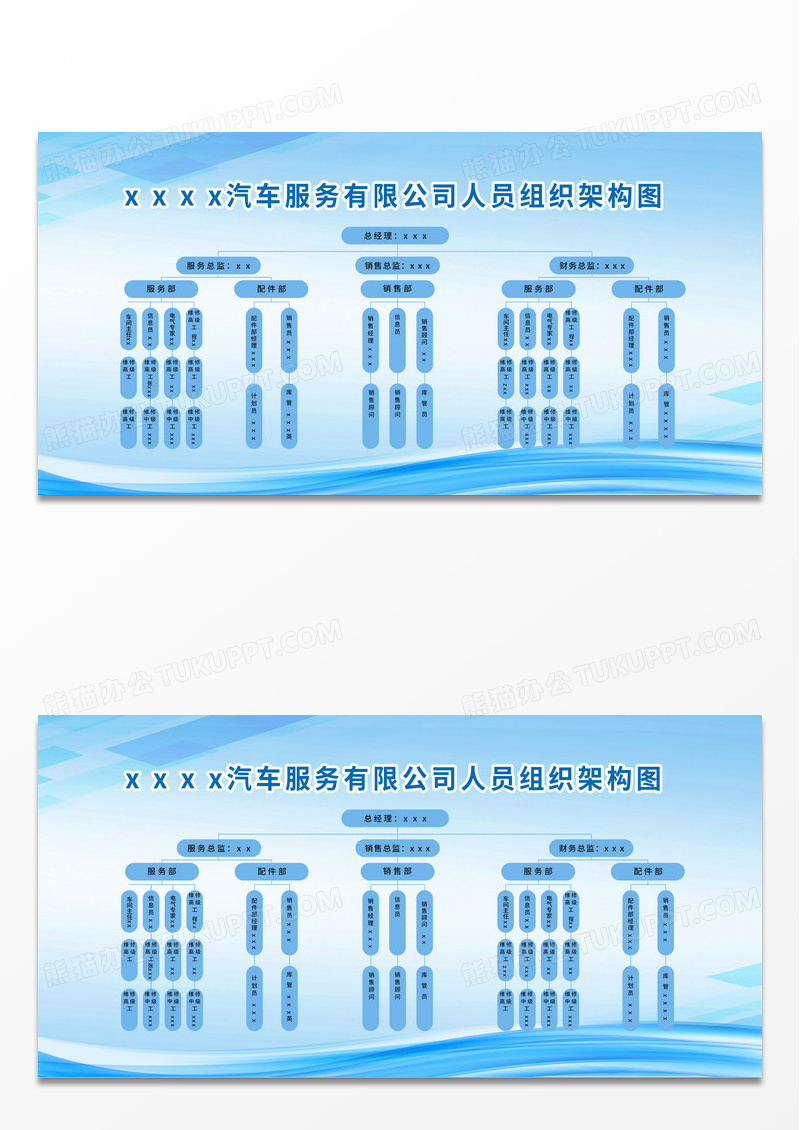 简约蓝色=时尚大气企业组织架构展板组织架构图展板
