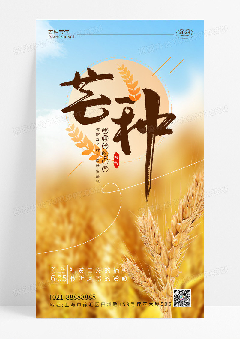 芒种实拍风芒种节气手机海报
