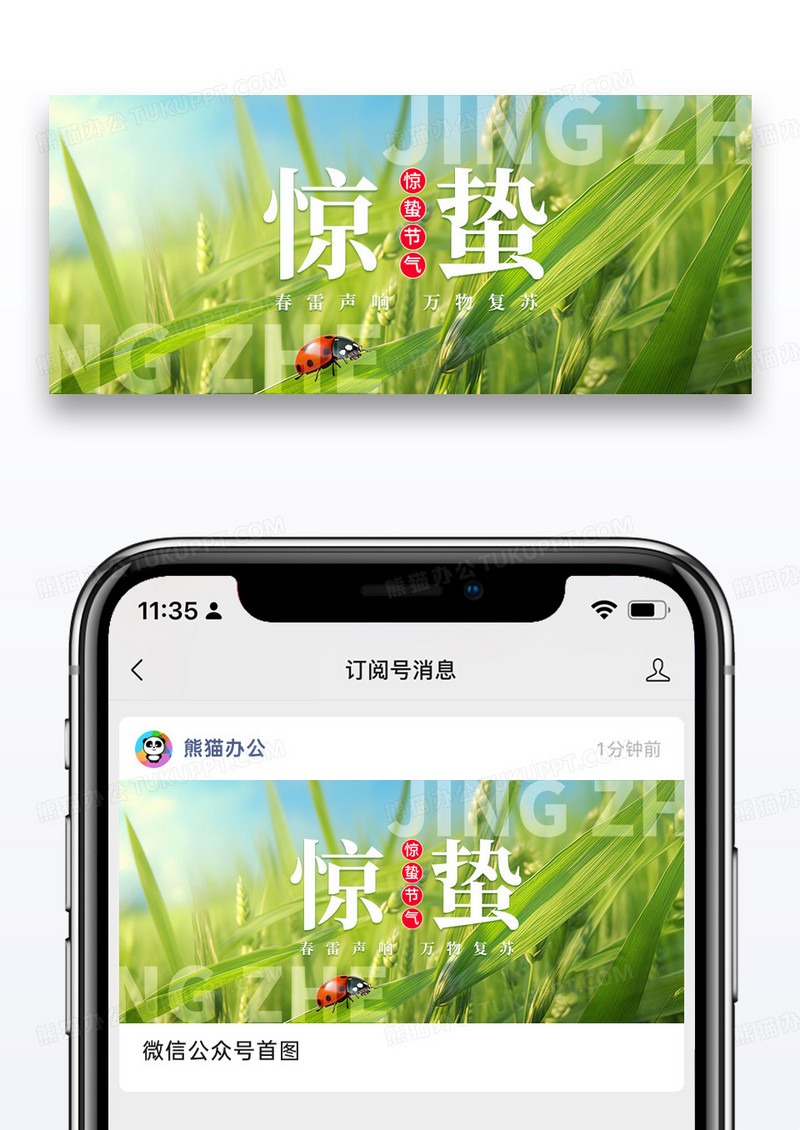 简约二十四节气惊蛰微信公众封面图片