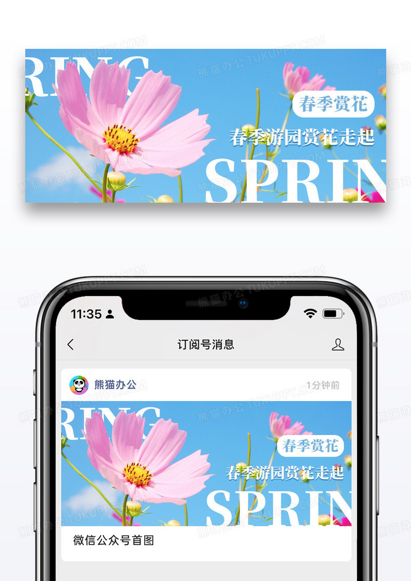 简约春季游园赏花走起公众号封面配图图片