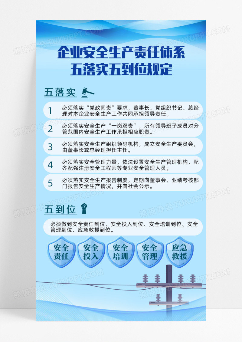 企业安全生产责任体系五落实手机宣传海报通用电力电网