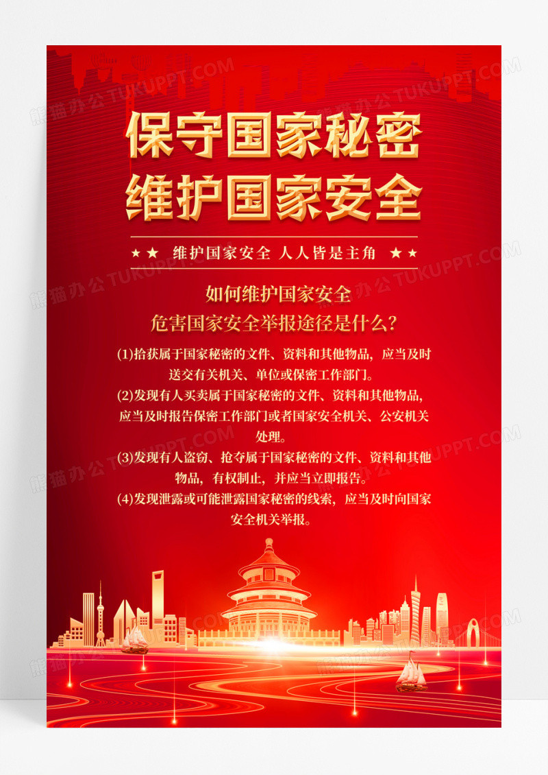 红色保护国家秘密维护国家安全宣传海报