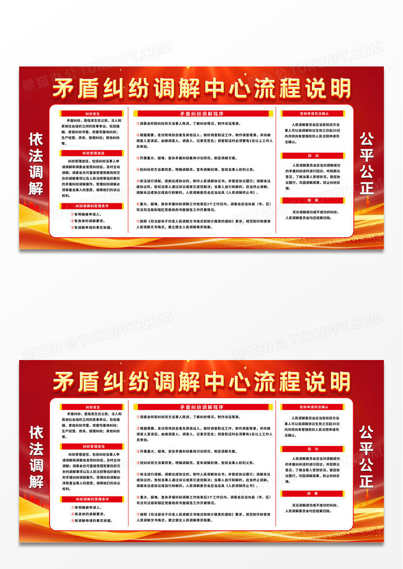 红色简约矛盾调解中心流程说明人民调解流程图人民调解宣传月展板