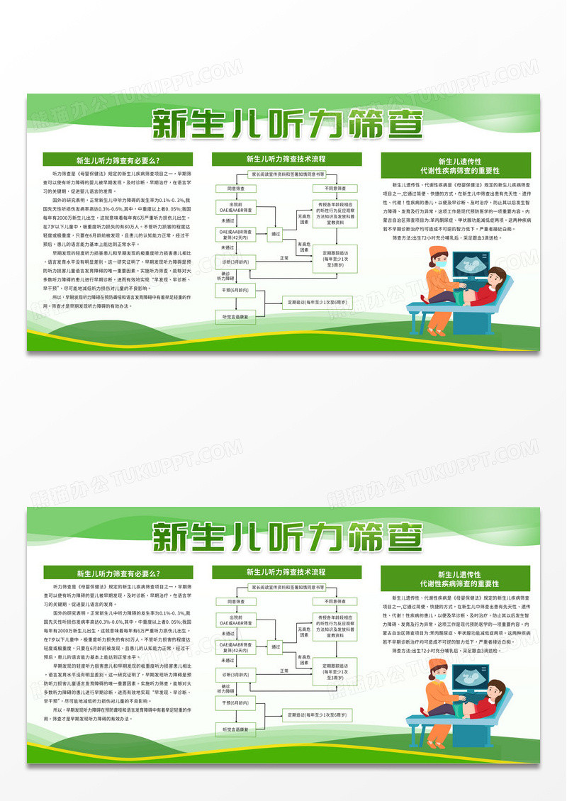 卡通新生儿听力筛查安全须知常识宣传栏背景保护听力