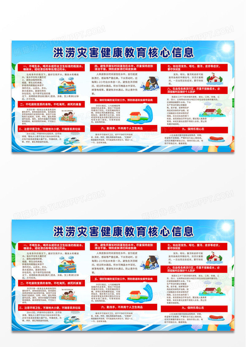 绿色几何抗洪救灾科普宣传展板山洪灾害宣传栏