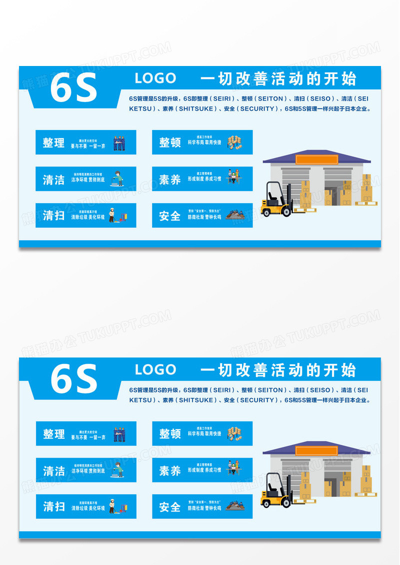 6S蓝色公司管理6S管理整理车间6S管理展板设计