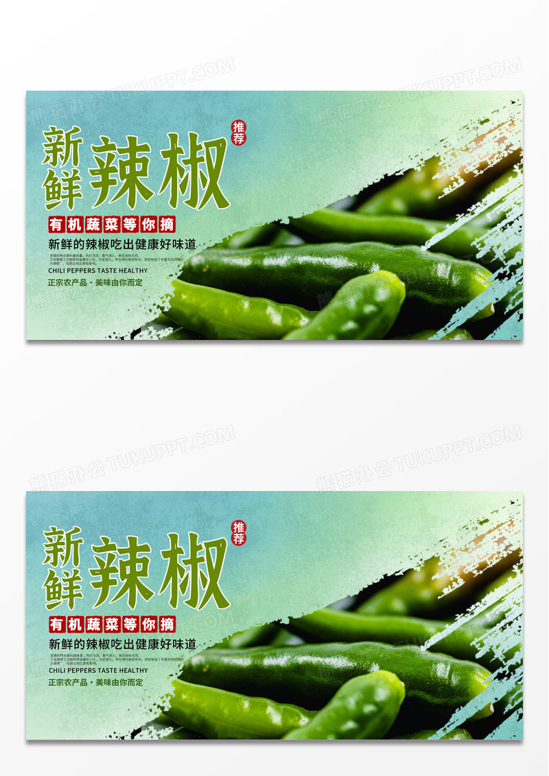 时尚创意绿色时尚新鲜辣椒宣传展板设计