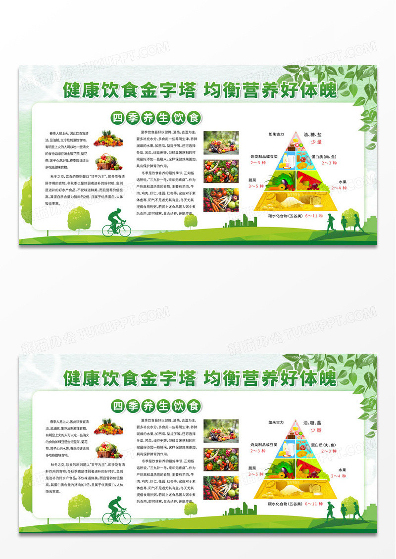 小清新创意健康饮食金字塔均衡营养好体魄展板设计饮食金字塔宣传栏