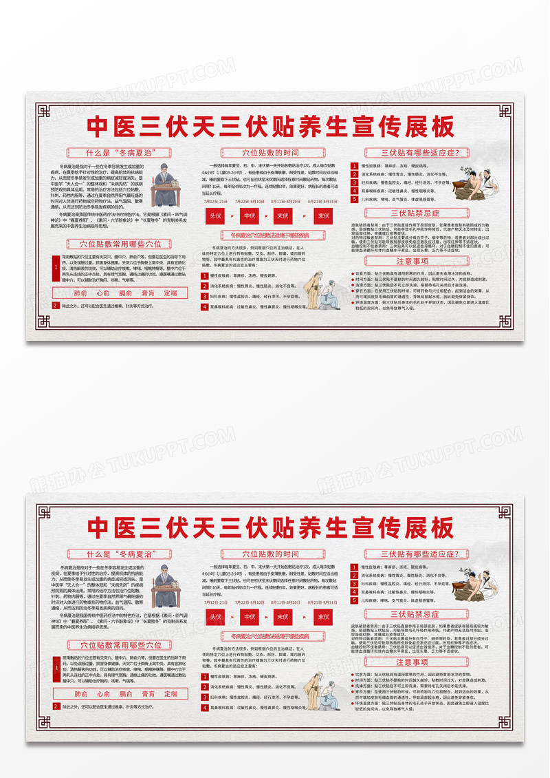 中国风中医三伏天三伏贴冬病夏治穴位适应症注意事项海报三伏天展板
