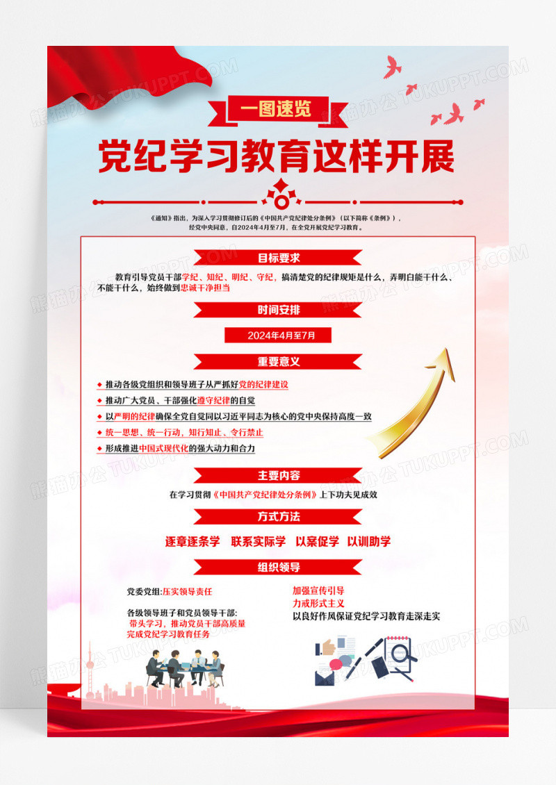 红色简约学纪守纪全党开展党纪学习教育这样开展党纪海报设计