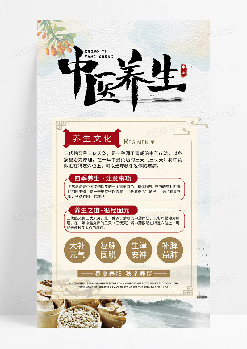 中式中国风中医养生传统中医养生文化海报