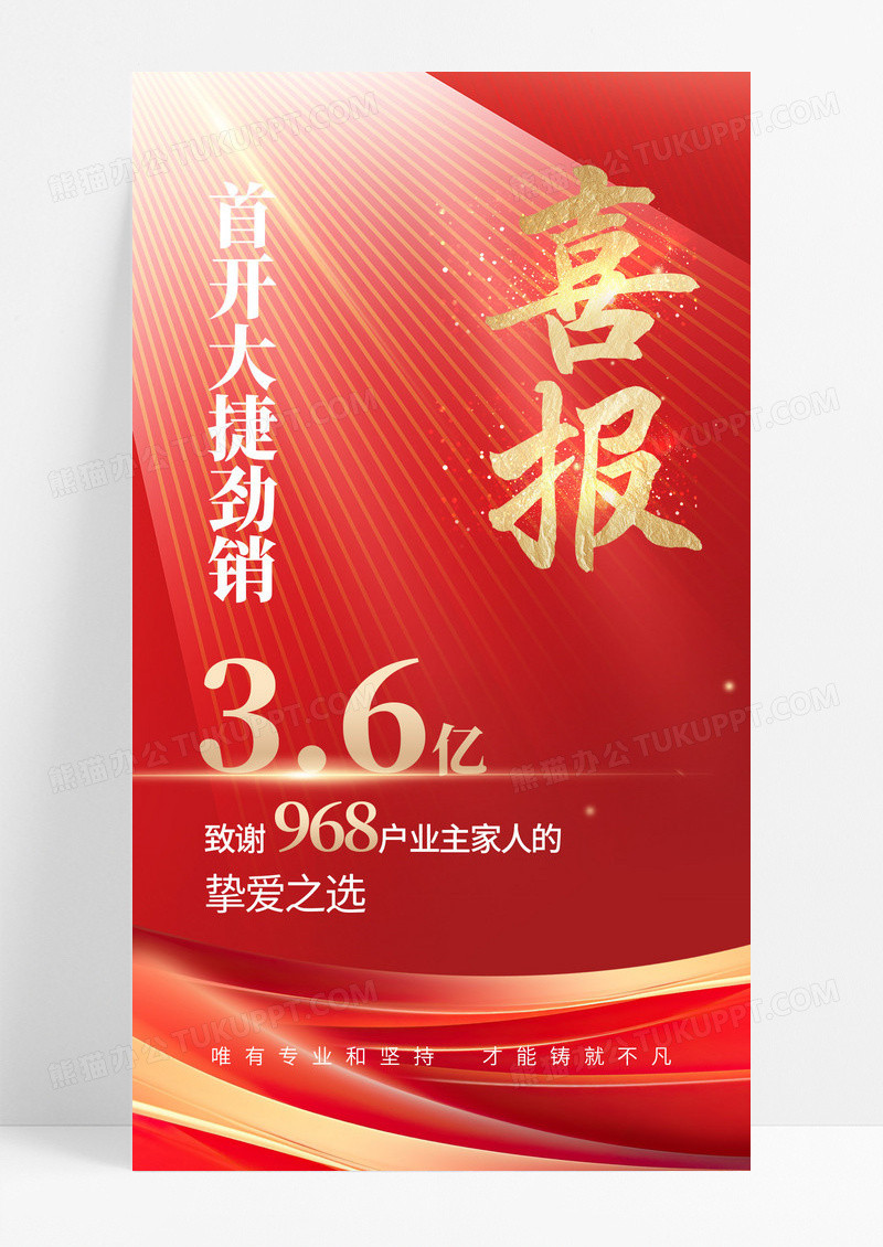 红金大气地产喜报海报