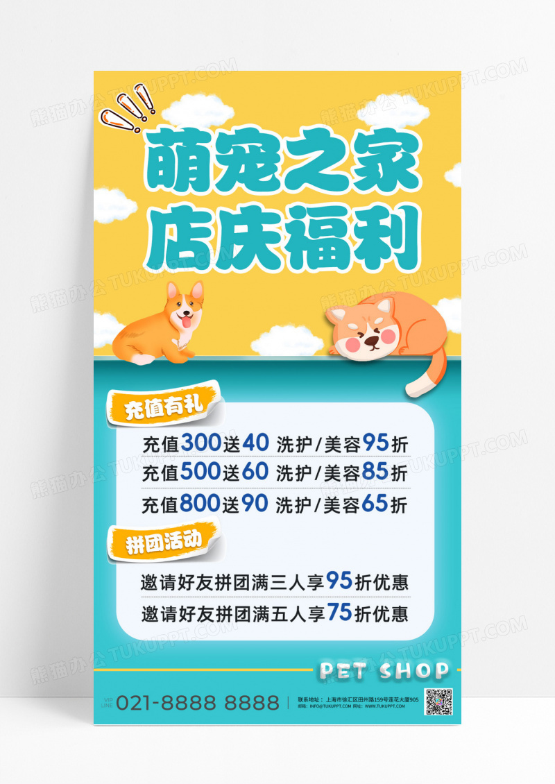 蓝色简约宠物宣传海报猫咪海报设计