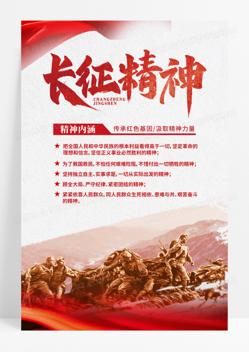 红色党政精神谱系长征精神海报