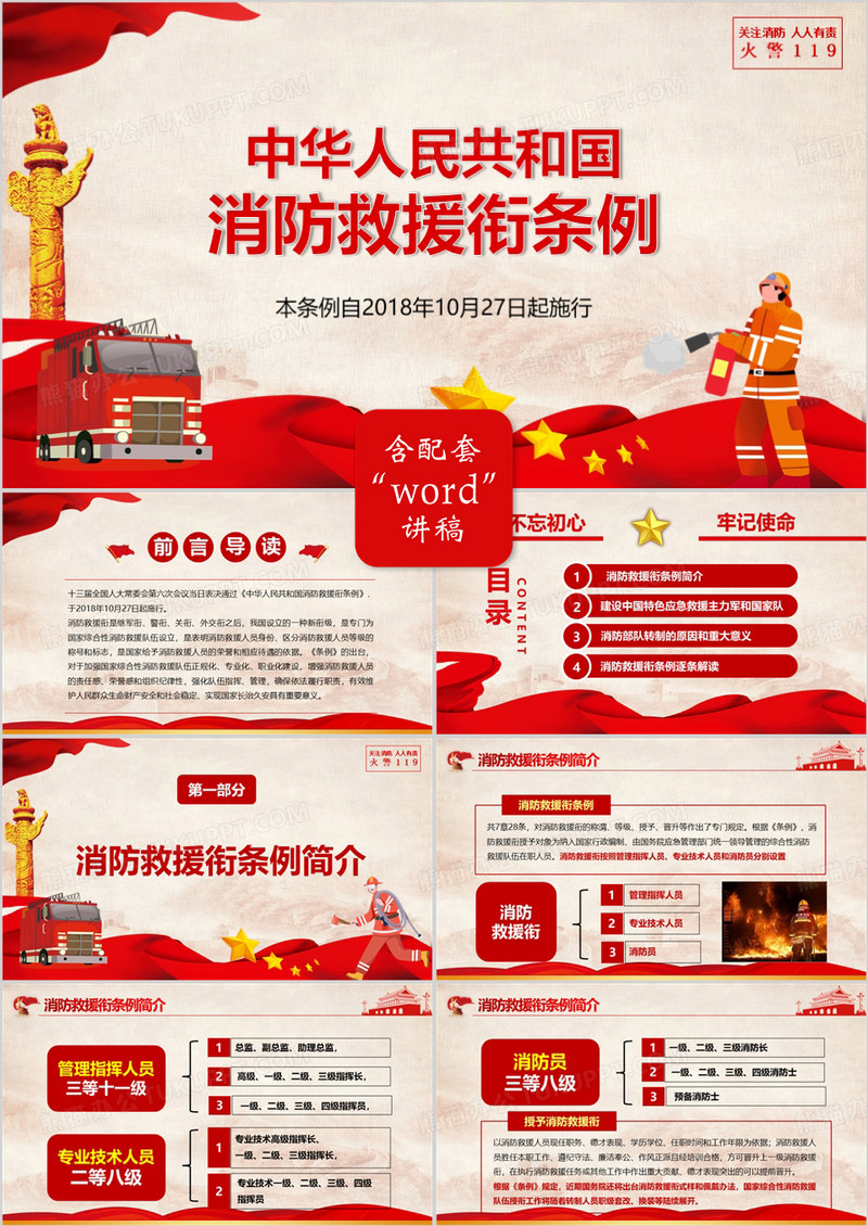中华人民共和国消防救援衔条例消防部队改革转制PPT