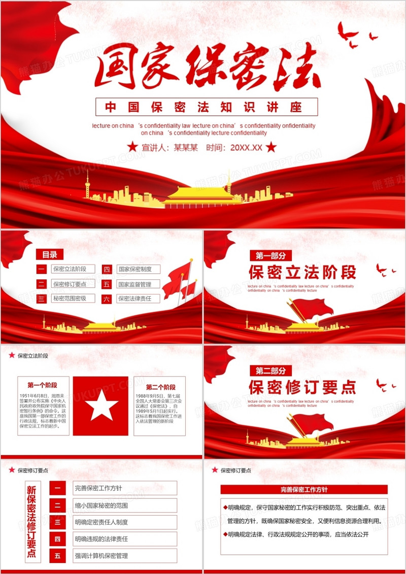 中国保密法知识讲座动态PPT模板