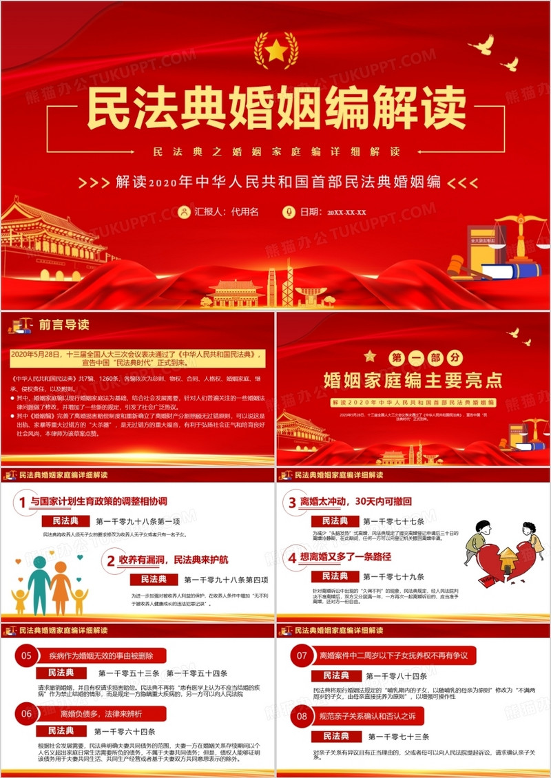 忠于人民服务人民民法典之婚姻家庭编详细解读PPT模板