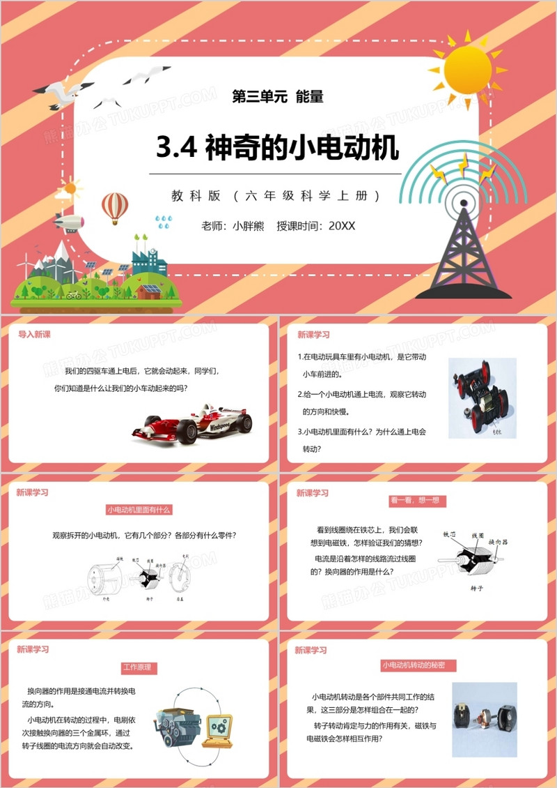 教科版六年级科学上册神奇的小电动机PPT模板