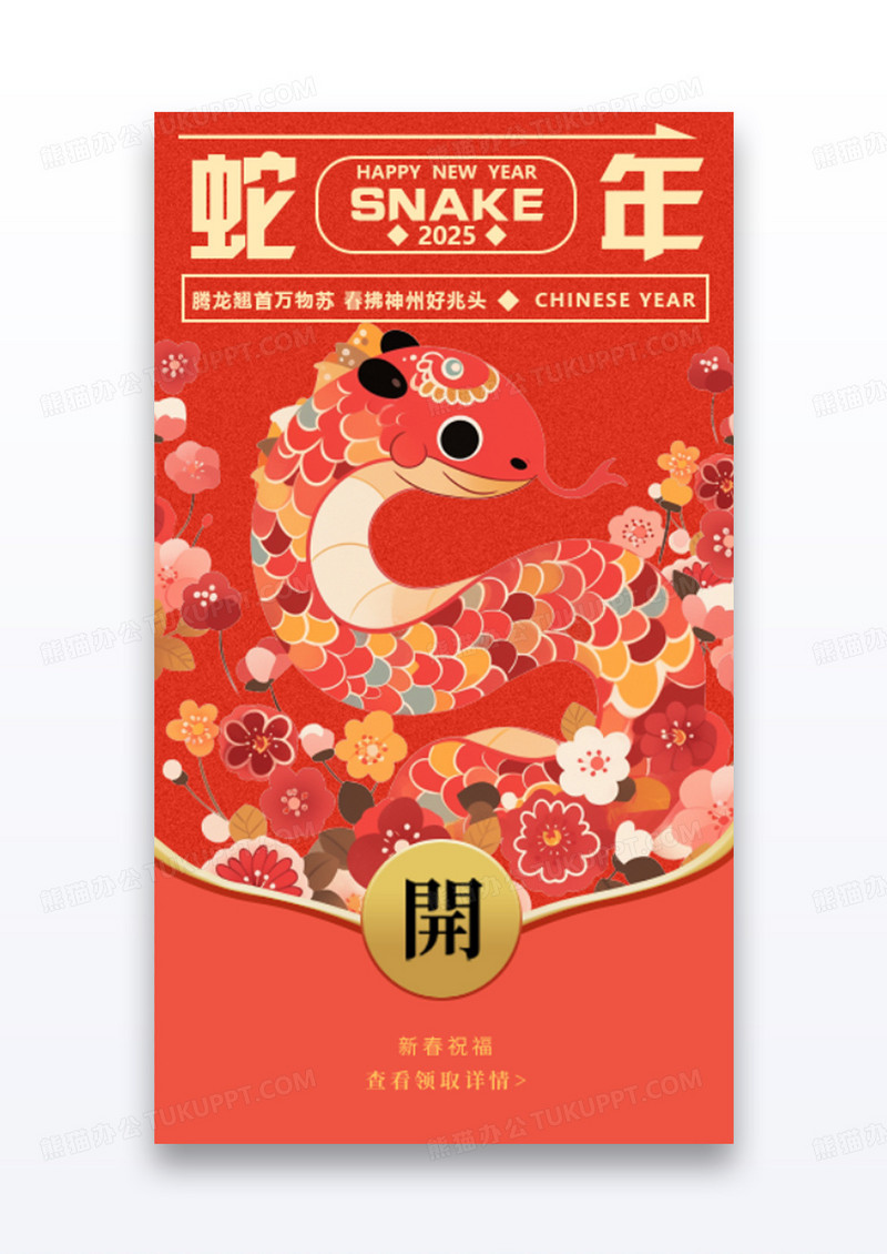 红色喜庆2025蛇年新年春节微信红包