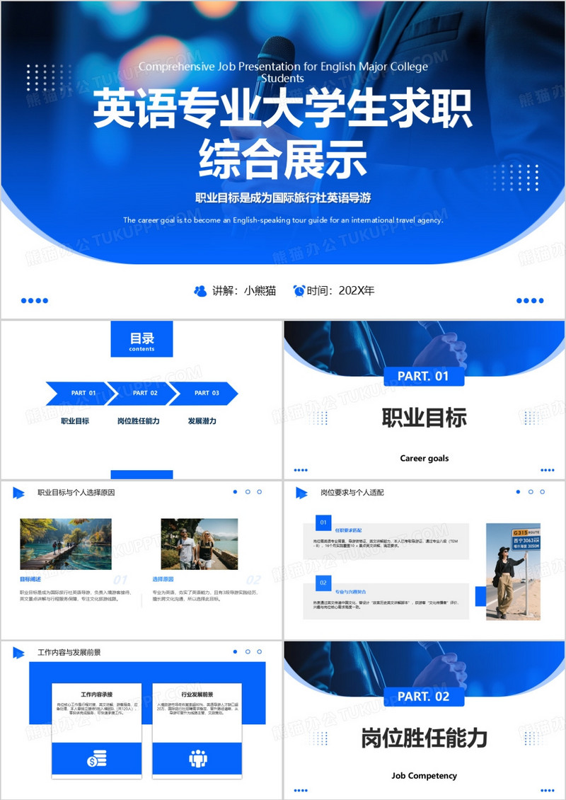 英语专业大学生求职综合展示PPT模版