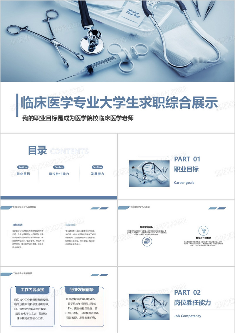 临床医学专业大学生求职综合展示PPT模版