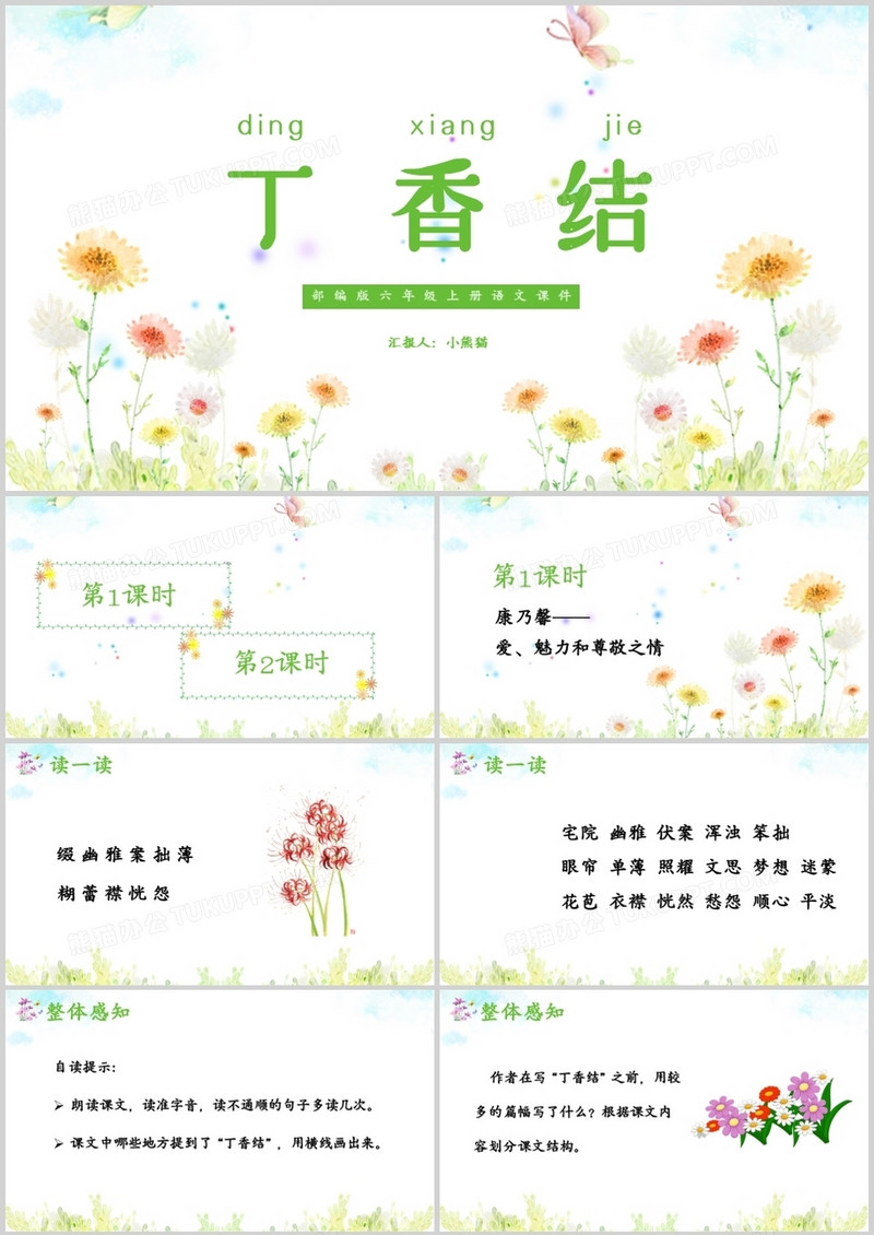 部编版六年级语文上册丁香结课件PPT模板