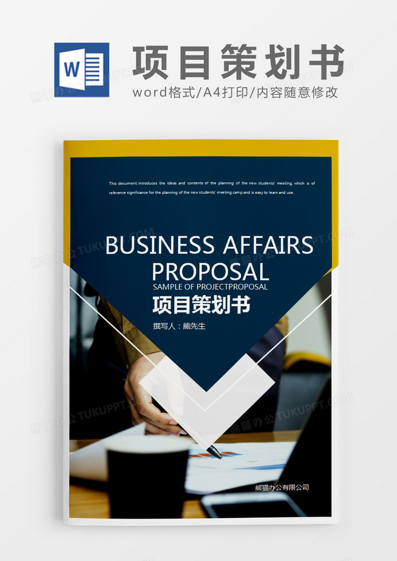 深蓝色商务项目策划书word模板