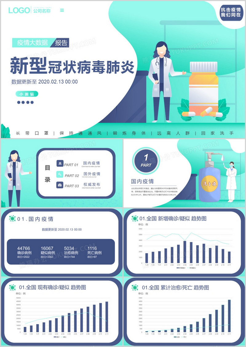 新型冠状病毒肺炎疫情大数据报告PPT模板