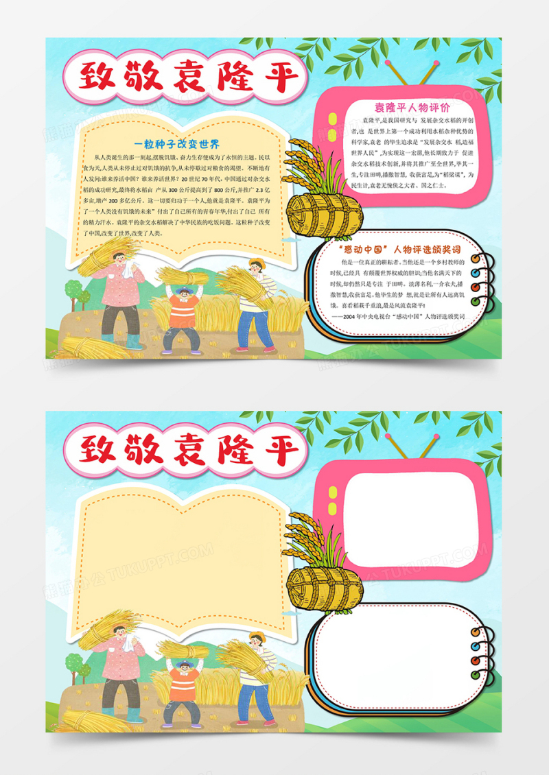 科学名人杂交水稻之父袁隆平小报手抄报