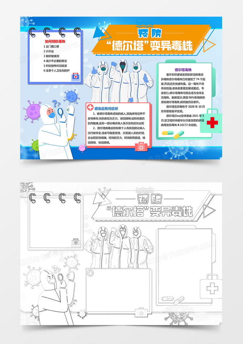 预防德尔塔毒株防范疫情小报手抄报