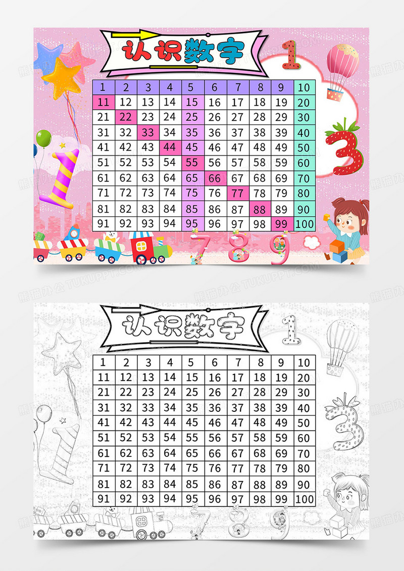 认识数字小报百数表手抄报