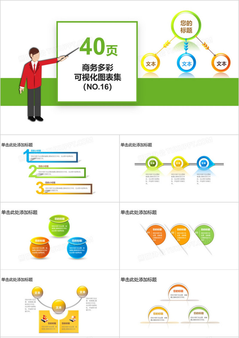 40页商务多彩可视化图表集PPT模板