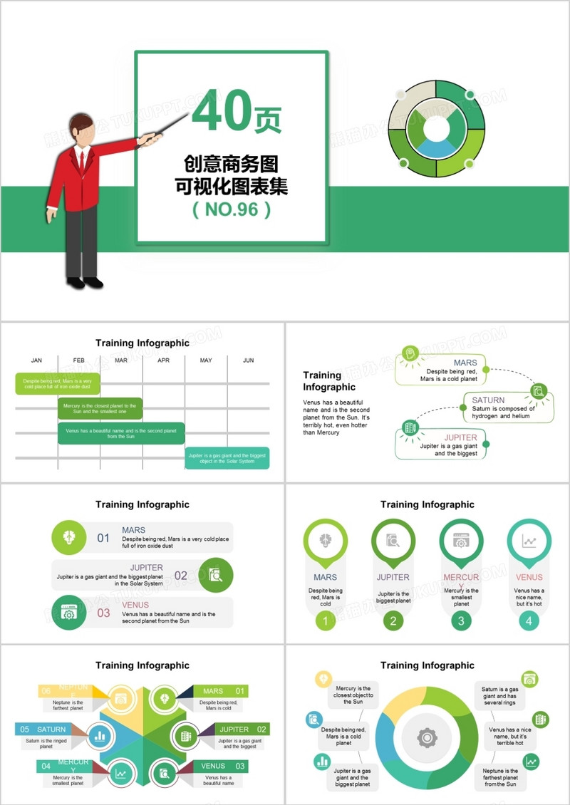 40页创意商务图可视化图表集PPT模板