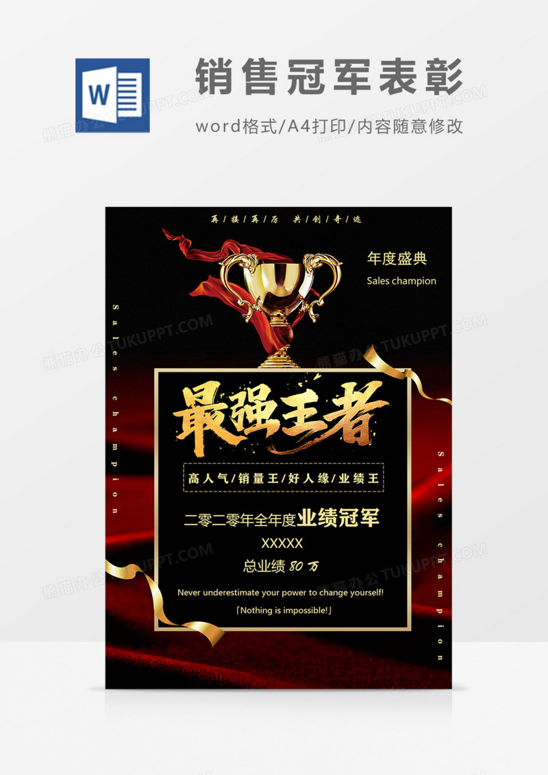 企业表彰大会英雄榜销售冠军海报