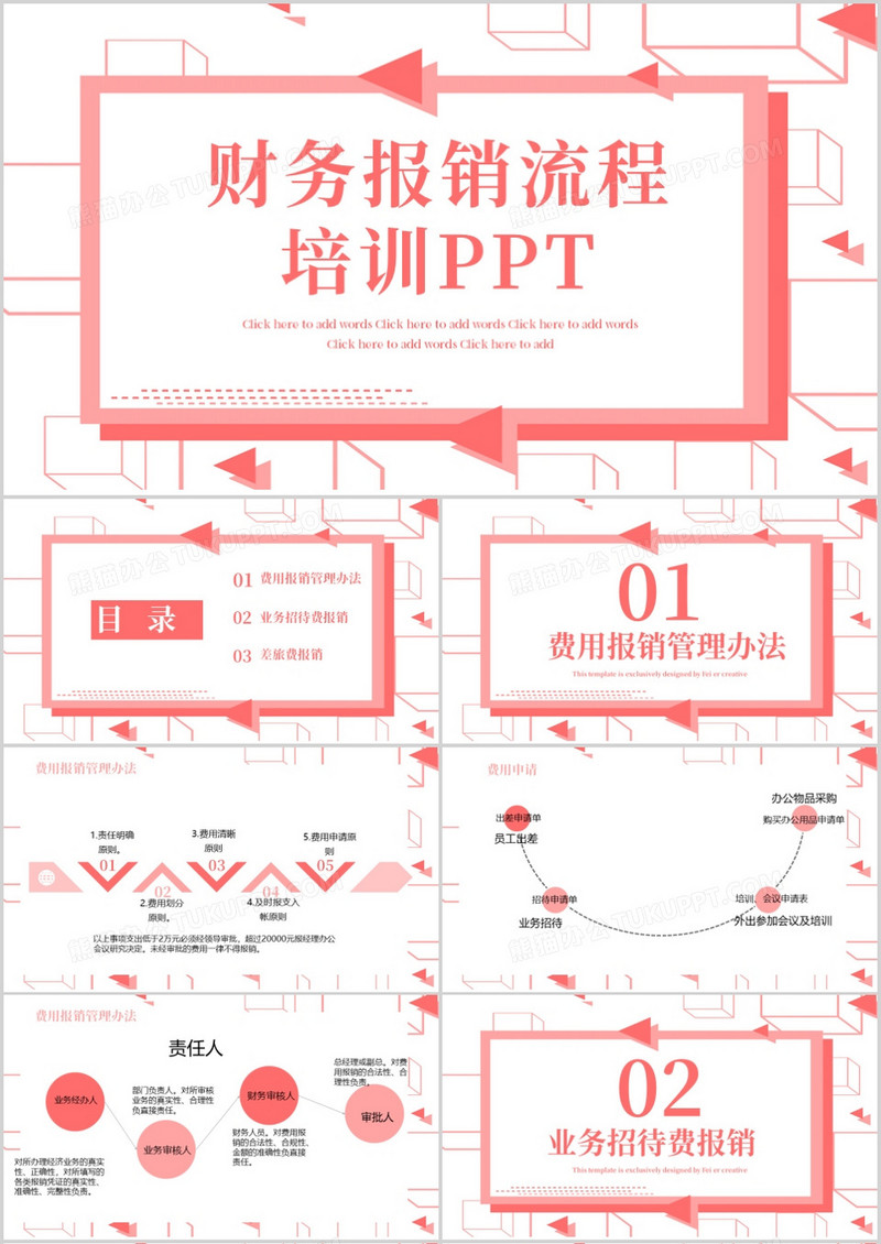 简约财务报销流程PPT模板