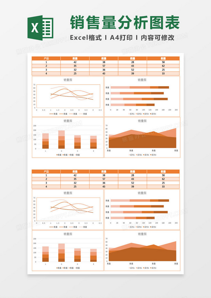 销售量分析图表Excel模板
