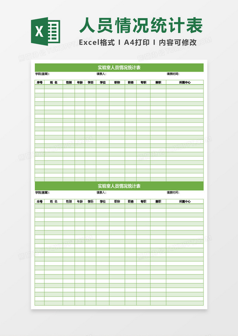 实验室人员结构情况统计表Excel模板