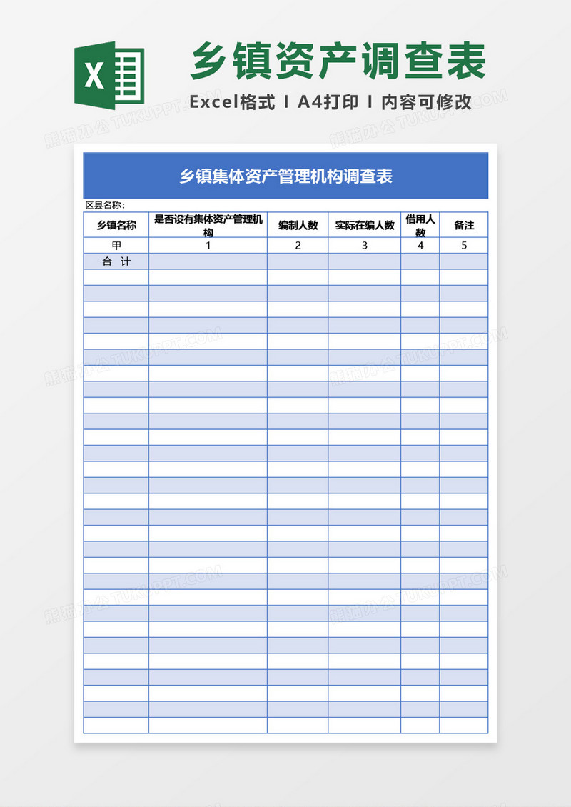 乡镇集体资产管理机构调查表Excel模板