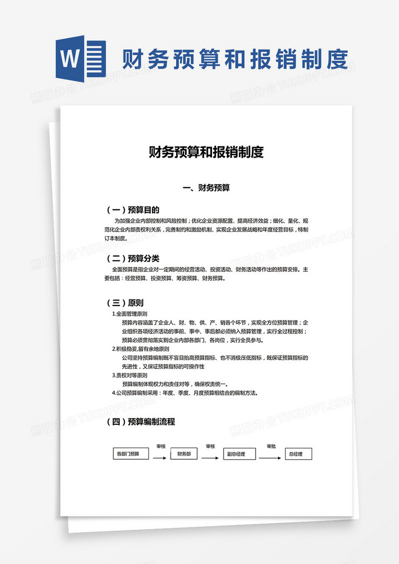 简约财务预算和报销制度Word模版