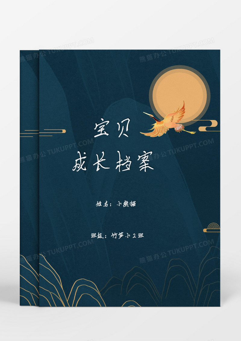 中国风大气深色成长档案word模板