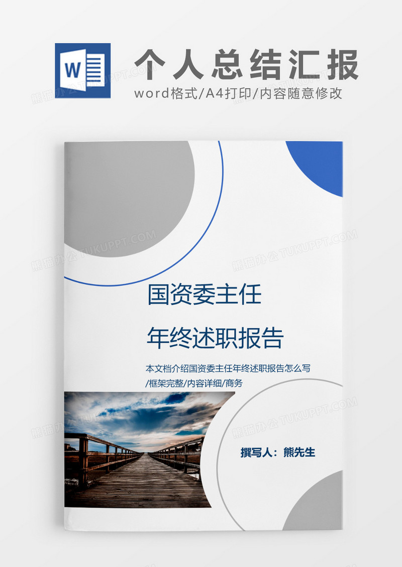 水墨风国资委主任年终述职报告word模板