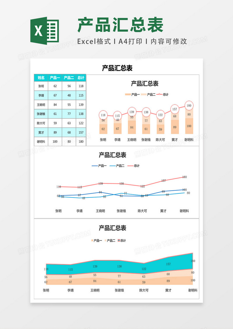 产品汇总表excel表格模板